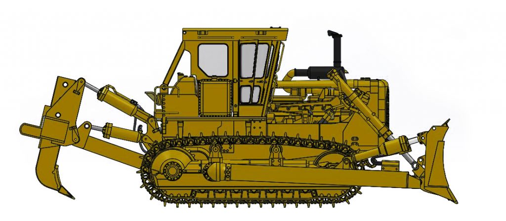 Cat D8K with Closed ROPS, S-Blade & Single-Shank Ripper